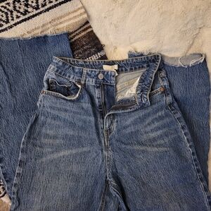 Raw Hem Wide Leg Jeans